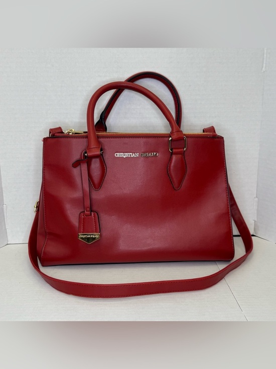 Christian Siriano Handbags - Christian Siriano Red Top-Handle Leather Satchel with Shoulder Strap